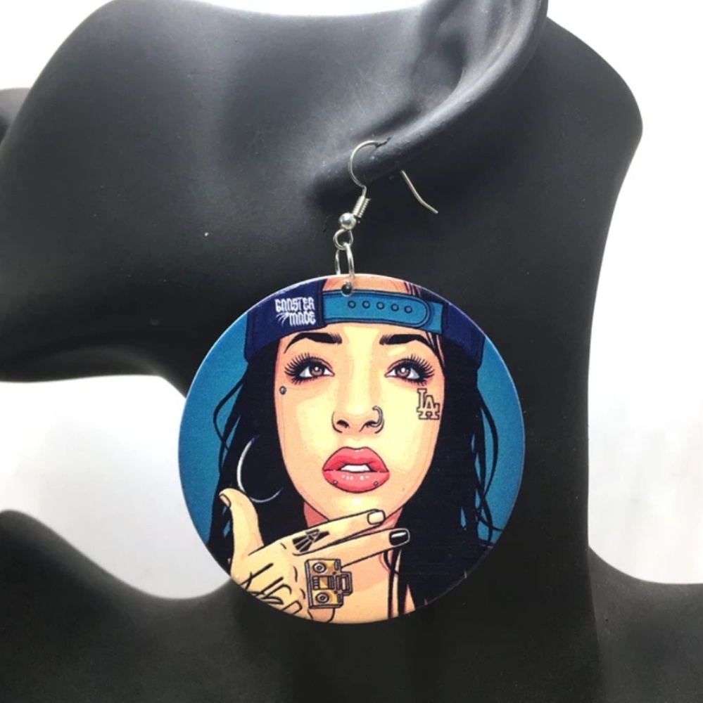Black dope- African American wooden earrings - Picture 3 of 3